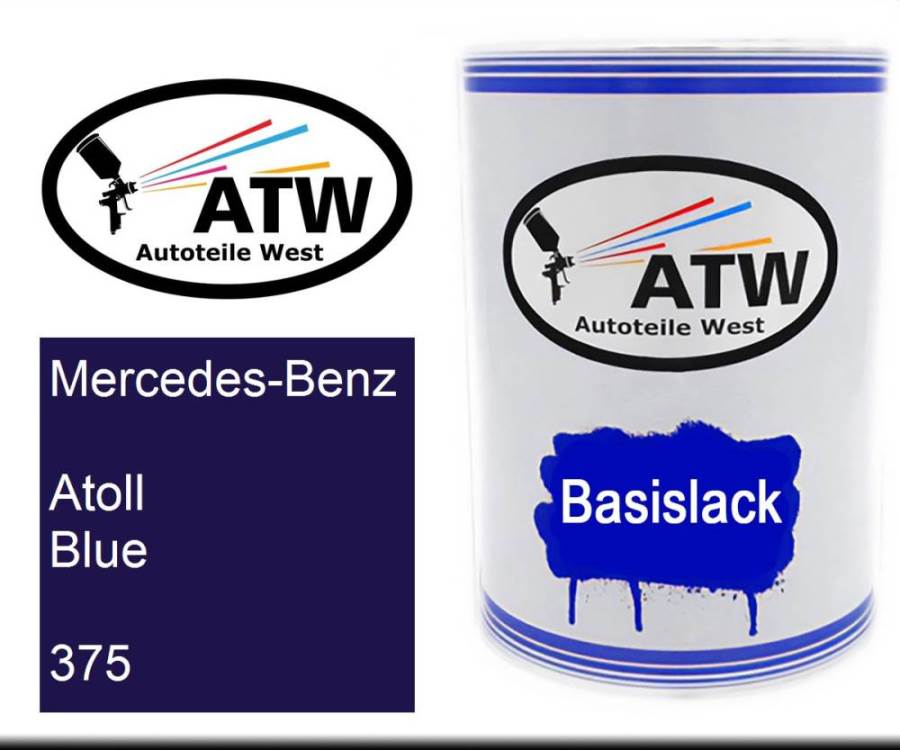 Mercedes-Benz, Atoll Blue, 375: 500ml Lackdose, von ATW Autoteile West.